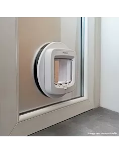 Double vitrage dépoli sur-mesure avec trou pour chatière