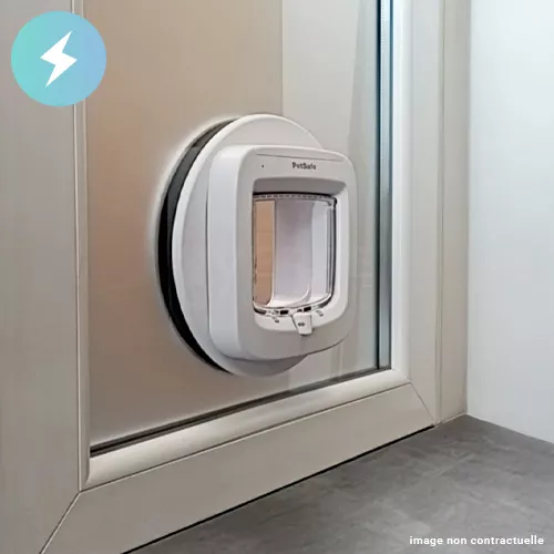 Chatière électronique - Double vitrage dépoli sur-mesure avec trou pour chatière