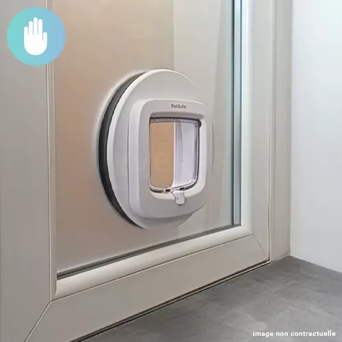 Chatière manuelle - Double vitrage dépoli sur-mesure avec trou pour chatière