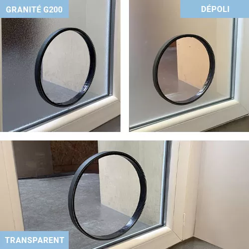 types de double vitrage : transparent, g200, dépoli