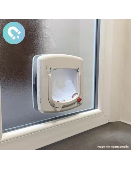 Chatière magnetique - Double vitrage granité G200 sur-mesure avec trou pour chatière