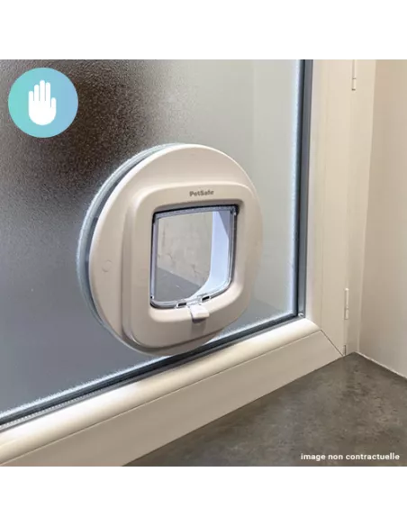 Chatière manuelle - Double vitrage granité G200 sur-mesure avec trou pour chatière