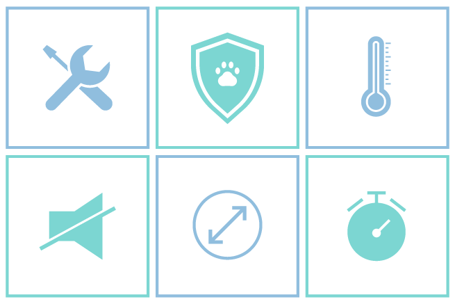 Pictos des avantages de notre double vitrage avec trou pour chatière